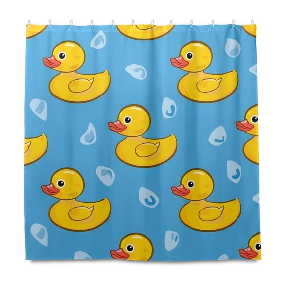 Dailycode Shower Curtain Liners 72x72in Water Resistant Machine Washable Rustproof Grommets Fabric Bath Curtain, Little Duck on Water