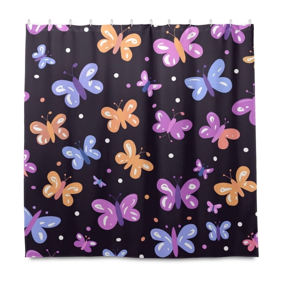 Dailycode Shower Curtain Liners 72x72in Water Resistant Machine Washable Rustproof Grommets Fabric Bath Curtain, Lovely Butterflies