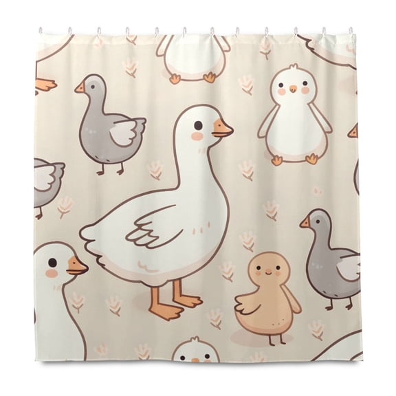 Dailycode Shower Curtain Liners 72x72in Water Resistant Machine Washable Rustproof Grommets Fabric Bath Curtain, Lovely Geese
