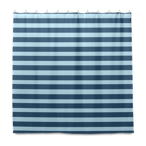 Dailycode Shower Curtain Liners 72x72in Water Resistant Machine Washable Rustproof Grommets Fabric Bath Curtain, Navy Light Blue Stripe