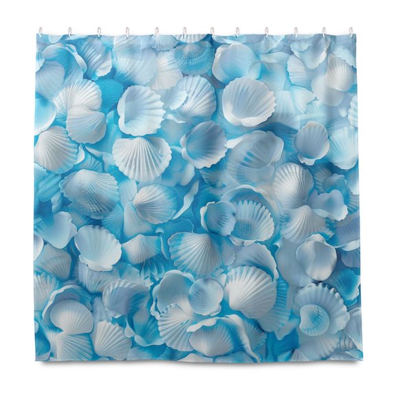Dailycode Shower Curtain Liners 72x72in Water Resistant Machine Washable Rustproof Grommets Fabric Bath Curtain, Overlapping Seashells
