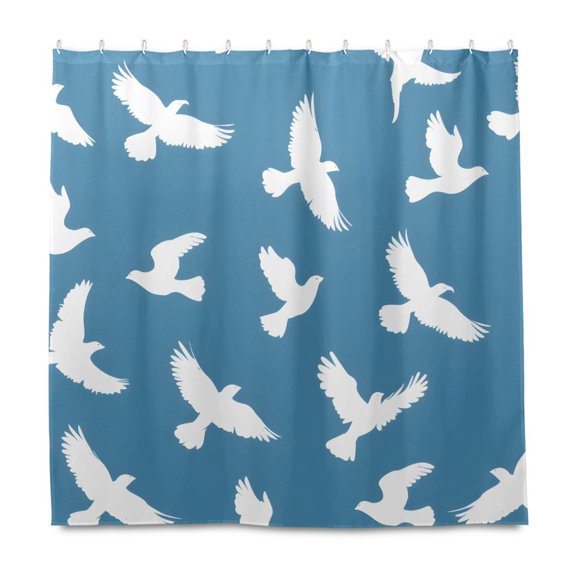 Dailycode Shower Curtain Liners 72x72in Water Resistant Machine Washable Rustproof Grommets Fabric Bath Curtain, Pigeon Silhouette
