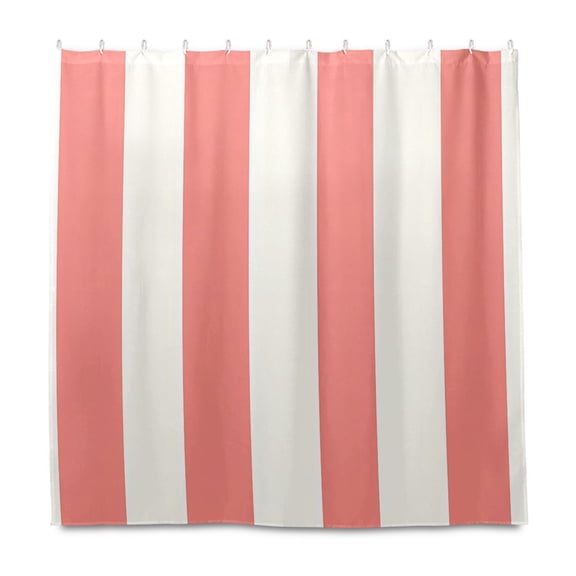 Dailycode Shower Curtain Liners 72x72in Water Resistant Machine Washable Rustproof Grommets Fabric Bath Curtain, Pinkish Red and White Stripes