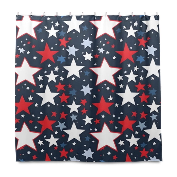 Dailycode Shower Curtain Liners 72x72in Water Resistant Machine Washable Rustproof Grommets Fabric Bath Curtain, Red White Blue Stars