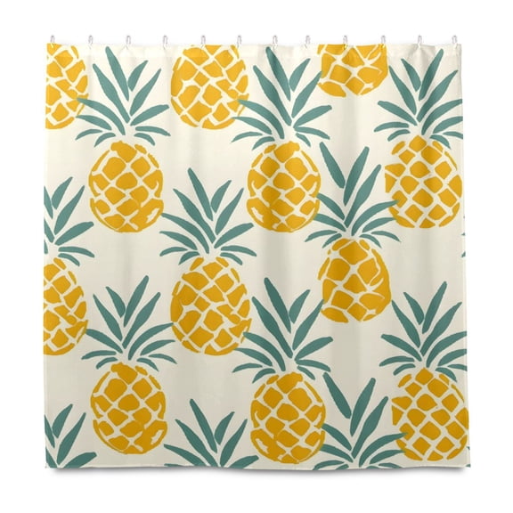 Dailycode Shower Curtain Liners 72x72in Water Resistant Machine Washable Rustproof Grommets Fabric Bath Curtain, Retro Pineapples