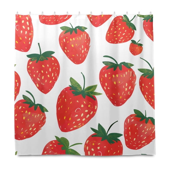 Dailycode Shower Curtain Liners 72x72in Water Resistant Machine Washable Rustproof Grommets Fabric Bath Curtain, Strawberry Hand Drawn
