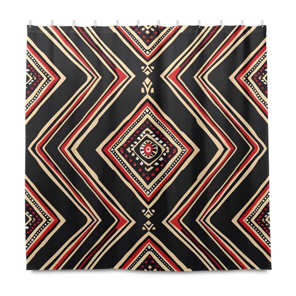 Dailycode Shower Curtain Liners 72x72in Water Resistant Machine Washable Rustproof Grommets Fabric Bath Curtain, Tribal Line Shapes