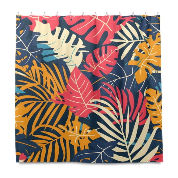 Dailycode Shower Curtain Liners 72x72in Water Resistant Machine Washable Rustproof Grommets Fabric Bath Curtain, Tropical Exotic Leaves