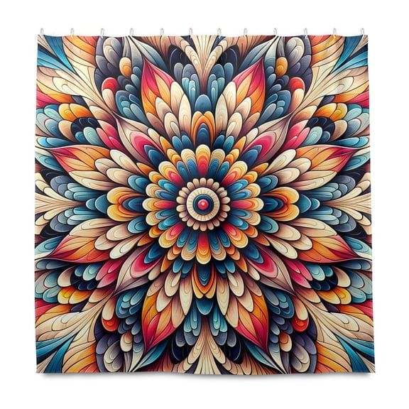 Dailycode Shower Curtain Liners 72x72in Water Resistant Machine Washable Rustproof Grommets Fabric Bath Curtain, Vibrant Intricate Flower