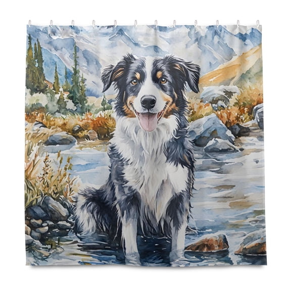 Dailycode Shower Curtain Liners 72x72in Water Resistant Machine Washable Rustproof Grommets Fabric Bath Curtain, Watercolor Bernese Mountain Dog