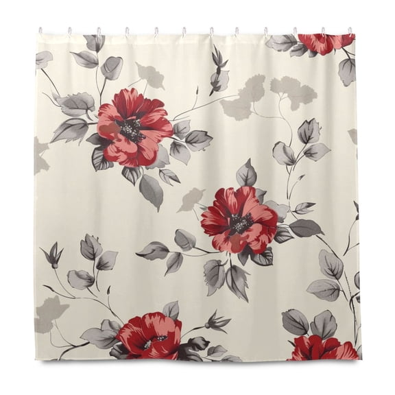 Dailycode Shower Curtain Liners 72x72in Water Resistant Machine Washable Rustproof Grommets Fabric Bath Curtain, Watercolor Floral Flower