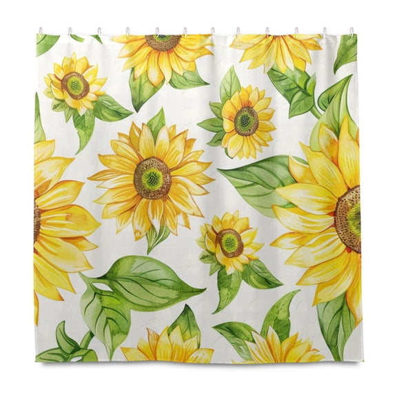 Dailycode Shower Curtain Liners 72x72in Water Resistant Machine Washable Rustproof Grommets Fabric Bath Curtain, Watercolor Sunflowers