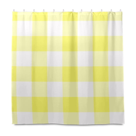Dailycode Shower Curtain Liners 72x72in Water Resistant Machine Washable Rustproof Grommets Fabric Bath Curtain, Yellow White Gingham