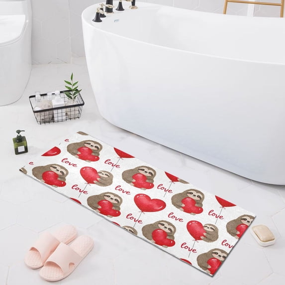 Dailycode Sloth with Love Balloon Bathroom Rugs Non Slip Absorbent Soft Plush Quick Dry Bath Mat, 39"x20"