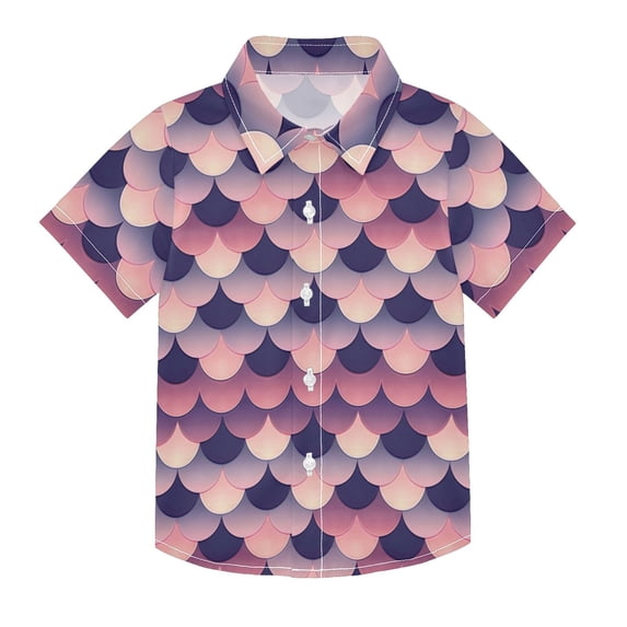 Dailycode Small Short Sleeve Button Down Shirts Beautiful Fish Scales Casual Shirt 3-10 Years
