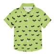 thumbnail image 1 of Dailycode Small Short Sleeve Button Down Shirts Black Bat on Green Casual Shirt 3-10 Years, 1 of 9