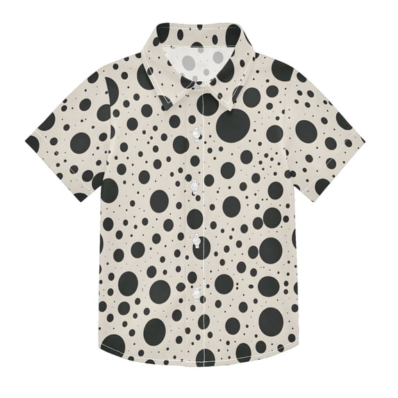 Dailycode Small Short Sleeve Button Down Shirts Black Spots Casual Shirt 3-10 Years