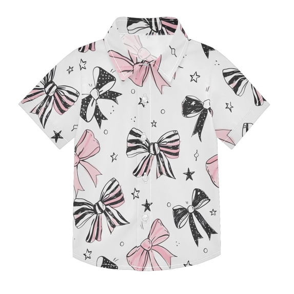 Dailycode Small Short Sleeve Button Down Shirts Bowknot Star Casual Shirt 3-10 Years