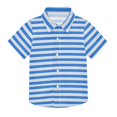 thumbnail image 1 of Dailycode Small Short Sleeve Button Down Shirts Bright Blue White Stripe Casual Shirt 3-10 Years, 1 of 9