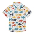 thumbnail image 1 of Dailycode Small Short Sleeve Button Down Shirts Cartoon Fishes Swimming Casual Shirt 3-10 Years, 1 of 9
