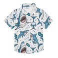 thumbnail image 1 of Dailycode Small Short Sleeve Button Down Shirts Cartoon Sharks and Stars Casual Shirt 3-10 Years, 1 of 9