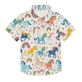 thumbnail image 1 of Dailycode Small Short Sleeve Button Down Shirts Cartoon Unicorns and Glass Casual Shirt 3-10 Years, 1 of 9
