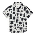 thumbnail image 1 of Dailycode Small Short Sleeve Button Down Shirts Coffee Beans and Cups Silhouettes Casual Shirt 3-10 Years, 1 of 9
