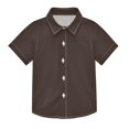 thumbnail image 1 of Dailycode Small Short Sleeve Button Down Shirts Coffee Brown Casual Shirt 3-10 Years, 1 of 9