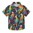 thumbnail image 1 of Dailycode Small Short Sleeve Button Down Shirts Colorful Parrot Bird and Leaf Casual Shirt 3-10 Years, 1 of 9