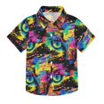 thumbnail image 1 of Dailycode Small Short Sleeve Button Down Shirts Colorful Tiger Eyes Casual Shirt 3-10 Years, 1 of 9