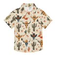 thumbnail image 1 of Dailycode Small Short Sleeve Button Down Shirts Cow Skull with Hat and Cactus Casual Shirt 3-10 Years, 1 of 9