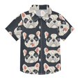 thumbnail image 1 of Dailycode Small Short Sleeve Button Down Shirts Cute Bulldog Dog Face Casual Shirt 3-10 Years, 1 of 9