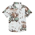 thumbnail image 1 of Dailycode Small Short Sleeve Button Down Shirts Cute Deer Ride Scooter Casual Shirt 3-10 Years, 1 of 9