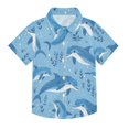 thumbnail image 1 of Dailycode Small Short Sleeve Button Down Shirts Cute Dolphins and Seaweed Casual Shirt 3-10 Years, 1 of 9
