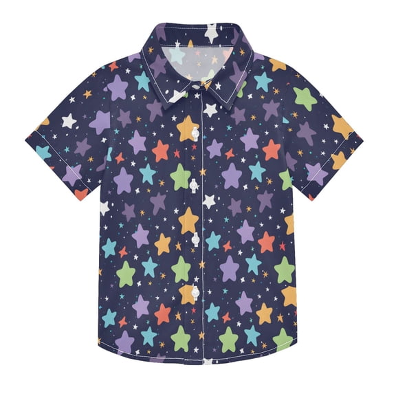 Dailycode Small Short Sleeve Button Down Shirts Cute Gorgeous Stars Casual Shirt 3-10 Years