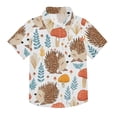 thumbnail image 1 of Dailycode Small Short Sleeve Button Down Shirts Cute Hedgehog Mushroom Leaf Casual Shirt 3-10 Years, 1 of 9
