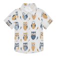 thumbnail image 1 of Dailycode Small Short Sleeve Button Down Shirts Cute Owls and Leaf Casual Shirt 3-10 Years, 1 of 9