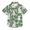 thumbnail image 1 of Dailycode Small Short Sleeve Button Down Shirts Cute Rabbit and Leaf Casual Shirt 3-10 Years, 1 of 9