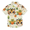thumbnail image 1 of Dailycode Small Short Sleeve Button Down Shirts Cute Tiger Face and Persimmon Casual Shirt 3-10 Years, 1 of 9