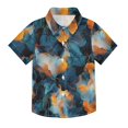 thumbnail image 1 of Dailycode Small Short Sleeve Button Down Shirts Dark Blue and Orange Marble Casual Shirt 3-10 Years, 1 of 9