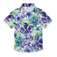 thumbnail image 1 of Dailycode Small Short Sleeve Button Down Shirts Elegant Floral and Green Leaves Casual Shirt 3-10 Years, 1 of 9