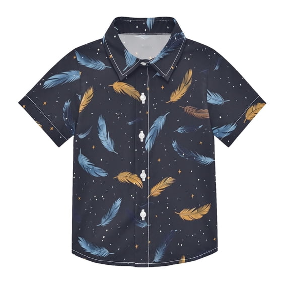 Dailycode Small Short Sleeve Button Down Shirts Falling Feathers Casual Shirt 3-10 Years