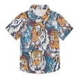 thumbnail image 1 of Dailycode Small Short Sleeve Button Down Shirts Ferocious Tiger Face Casual Shirt 3-10 Years, 1 of 9