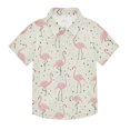 thumbnail image 1 of Dailycode Small Short Sleeve Button Down Shirts Flamingo with Polka Dots Casual Shirt 3-10 Years, 1 of 9