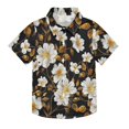 thumbnail image 1 of Dailycode Small Short Sleeve Button Down Shirts Flower and Golden Leaves Casual Shirt 3-10 Years, 1 of 9