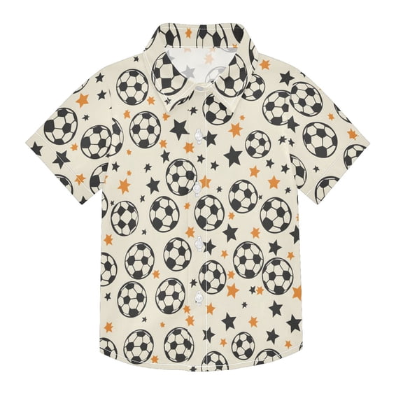 Dailycode Small Short Sleeve Button Down Shirts Footballs and Star Casual Shirt 3-10 Years