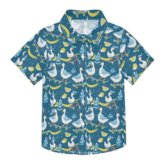 Dailycode Small Short Sleeve Button Down Shirts Goose on Scooter and ...