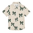thumbnail image 1 of Dailycode Small Short Sleeve Button Down Shirts Green Bow Casual Shirt 3-10 Years, 1 of 9