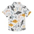 thumbnail image 1 of Dailycode Small Short Sleeve Button Down Shirts Hand Drawn Doodle Fish Casual Shirt 3-10 Years, 1 of 9