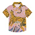 thumbnail image 1 of Dailycode Small Short Sleeve Button Down Shirts Hand Drawn Leopard Casual Shirt 3-10 Years, 1 of 9